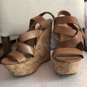 Strappy brown wedge sandal